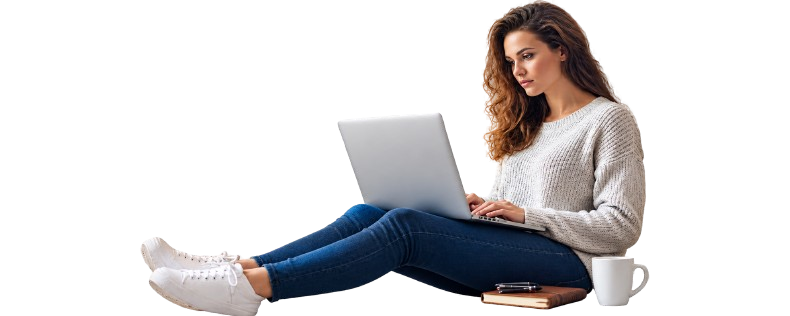 Student researching universities on laptop