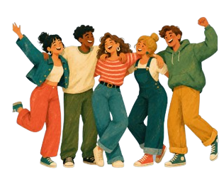Cheerful students celebrating